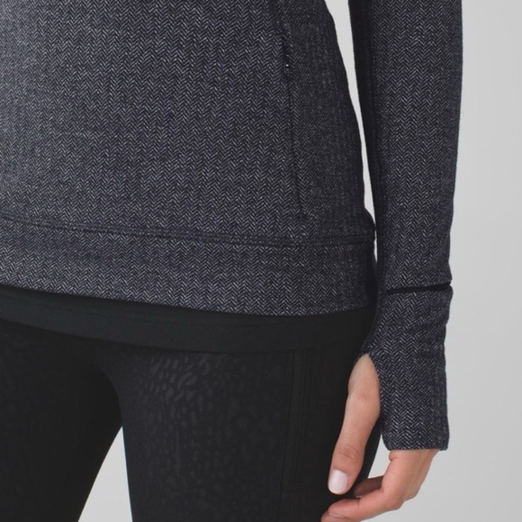 Lululemon Think Fast Long Sleeve Heathered Herringbone Rulu Pullover Size 6 - Picture 3 of 11